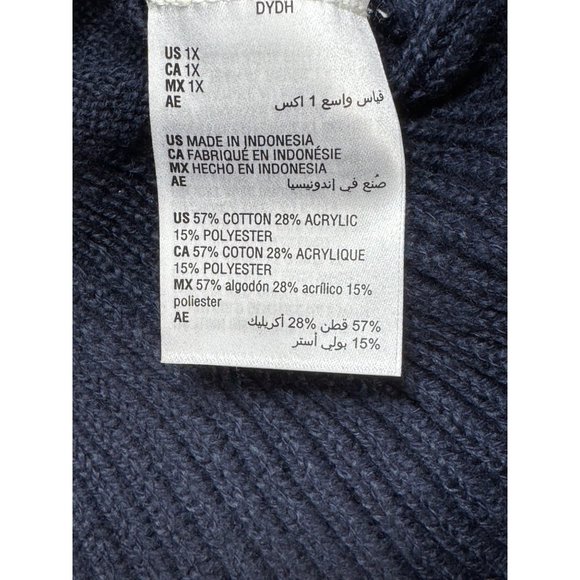 Style & Co Womens size 1X Navy Ribbed Trim Long Sleeve Sweater - Picture 3 of 16